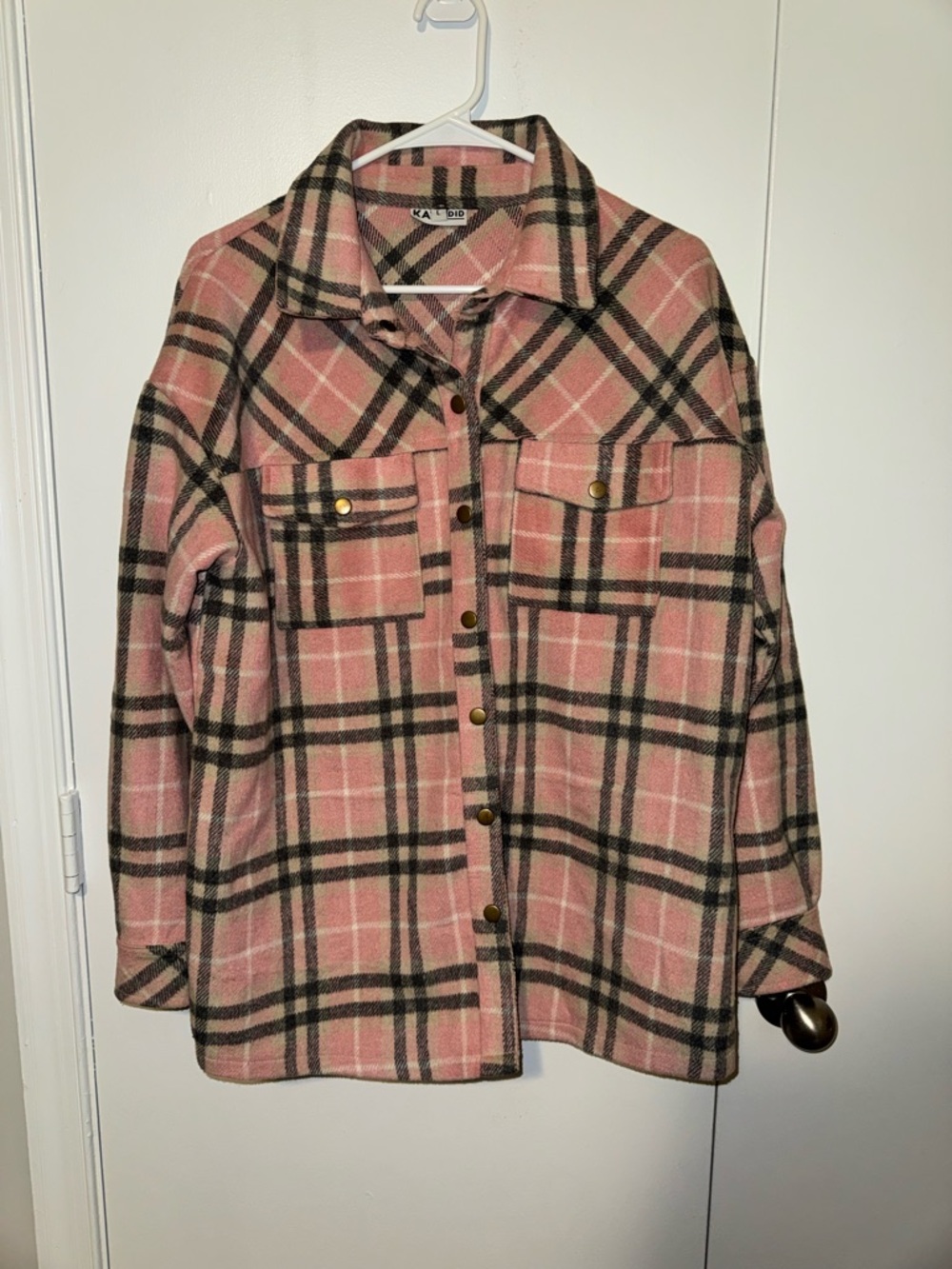 Katydid Pink Plaid Utility Shacket with Snap Pockets
